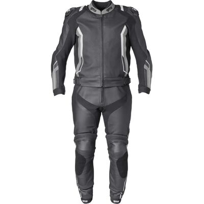 Combinaison en Cuir Moto GMS - Noir Gris Blanc - 52 - Publicité Combinaison en Cuir Moto GMS - Noir Gris Blanc - 52 - Publicité