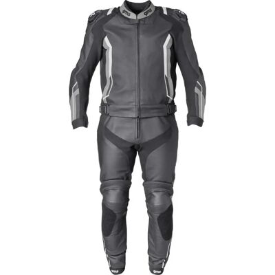 Combinaison en Cuir Moto GMS - Noir, Gris, Blanc - 54 - Publicité Combinaison en Cuir Moto GMS - Noir, Gris, Blanc - 54 - Publicité