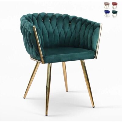 AHD Amazing Home Design - Fauteuil en velours avec pieds en or - Vert foncé - Publicité AHD Amazing Home Design - Fauteuil en velours avec pieds en or - Vert foncé - Publicité