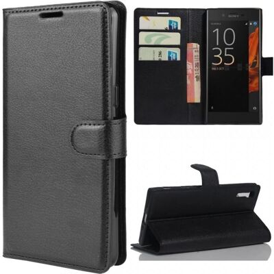 Screenguard - Xperia XZs - Schwarz - Leder Wallet - Handyhülle Screenguard - Xperia XZs - Schwarz - Leder Wallet - Handyhülle