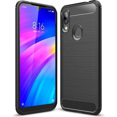 Screenguard - Xiaomi Redmi 7 - Noir - TPU texturé carbone - Étui Screenguard - Xiaomi Redmi 7 - Noir - TPU texturé carbone - Étui