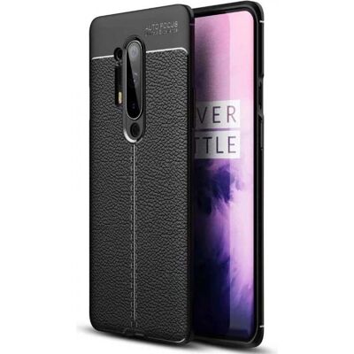 OnePlus - 8 Pro - Schwarz - Leder TPU Hülle - Handyhülle OnePlus - 8 Pro - Schwarz - Leder TPU Hülle - Handyhülle
