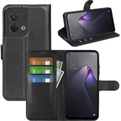 OPPO - Reno8 5G - Schwarz - Leder - Phone Case OPPO - Reno8 5G - Schwarz - Leder - Phone Case
