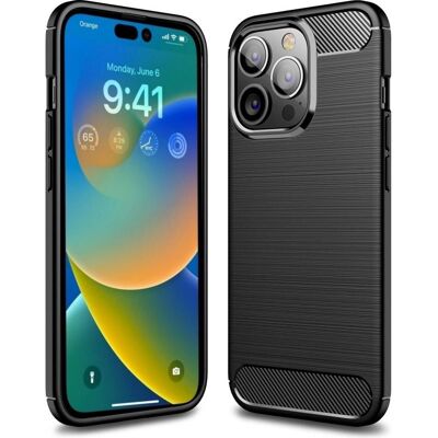 Coque en TPU brossé carbone pour iPhone 14 Pro - Smartphone Hülle Coque en TPU brossé carbone pour iPhone 14 Pro - Smartphone Hülle