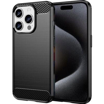 Coque en TPU brossé carbone pour iPhone 15 Pro Max - Smartphone - Publicité Coque en TPU brossé carbone pour iPhone 15 Pro Max - Smartphone - Publicité
