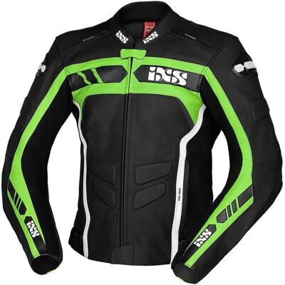 Ixs Sport Rs-600 1.0 Motorrad Lederjacke - Schwarz, Weiß, Grün - Motorrad Lederjacke Ixs Sport Rs-600 1.0 Motorrad Lederjacke - Schwarz, Weiß, Grün - Motorrad Lederjacke