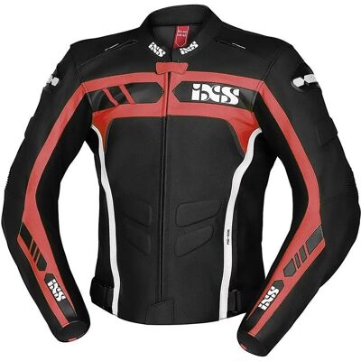 Giacca in pelle da moto iXS RS-600 - Nero Bianco Rosso - Giacca moto Giacca in pelle da moto iXS RS-600 - Nero Bianco Rosso - Giacca moto