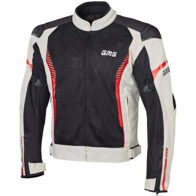 Veste en maille de moto GMS Samu - Noir Gris Rouge - 5XL - Publicité Veste en maille de moto GMS Samu - Noir Gris Rouge - 5XL - Publicité