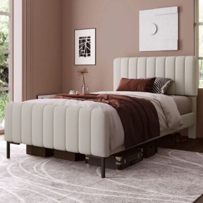 OKWISH - Letto imbottito per ragazzi - beige - 90x200 - Bed OKWISH - Letto imbottito per ragazzi - beige - 90x200 - Bed