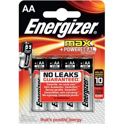 Batería alcalina Energizer Max AA - 4 unidades Batería alcalina Energizer Max AA - 4 unidades