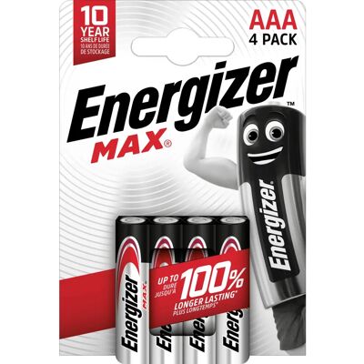 Energizer Max AAA Alkaline Batterie - Einwegbatterie, 1,5V, Pack 4 Energizer Max AAA Alkaline Batterie - Einwegbatterie, 1,5V, Pack 4