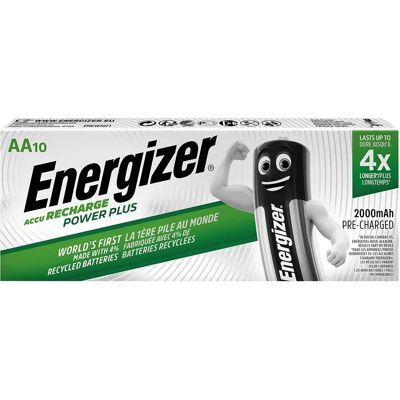 Energizer 634354 Batterie Rechargeable AA 2000mAh - Pack de 10 - Publicité Energizer 634354 Batterie Rechargeable AA 2000mAh - Pack de 10 - Publicité