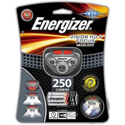 lampe frontale Energizer - 400 lumens, focus numérique, étanche - Publicité lampe frontale Energizer - 400 lumens, focus numérique, étanche - Publicité