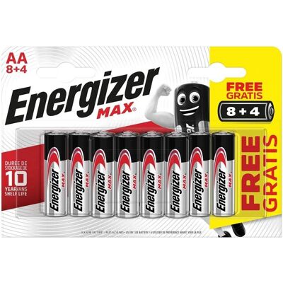 Baterías Energizer Max AA - Pack 8+4 - Energía Duradera Baterías Energizer Max AA - Pack 8+4 - Energía Duradera