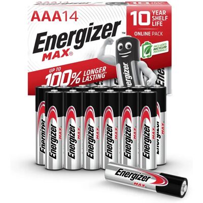 Baterías AAA Max Energizer - Pack de 14 - Energía Duradera Baterías AAA Max Energizer - Pack de 14 - Energía Duradera