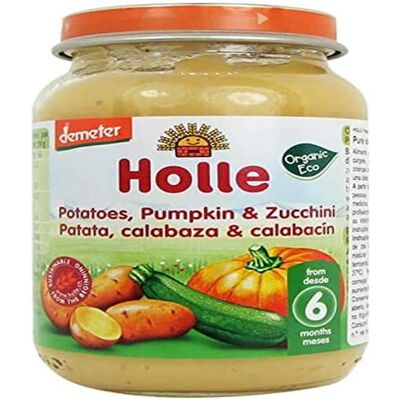 Puré Orgánico de Bebe HOLLE - Calabacín, Calabaza, Patata - 6 Meses+ Puré Orgánico de Bebe HOLLE - Calabacín, Calabaza, Patata - 6 Meses+