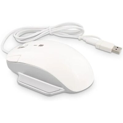 LMP Elite Pro Maus - Ergonomische kabelgebundene (USB-C, USB-A) Weiss/Silber LMP Elite Pro Maus - Ergonomische kabelgebundene (USB-C, USB-A) Weiss/Silber