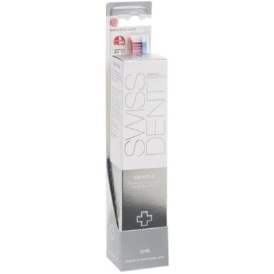 Ensemble de Blanchiment Doux Swissdent - Dentifrice & Brossette Douce - Publicité Ensemble de Blanchiment Doux Swissdent - Dentifrice & Brossette Douce - Publicité