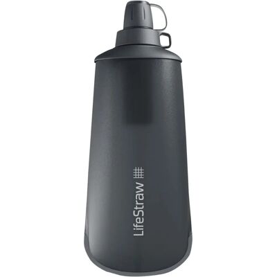 LifeStraw Peak Squeeze Flaske 1l - mørkegrå LifeStraw Peak Squeeze Flaske 1l - mørkegrå