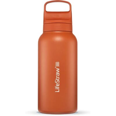 Bouteille d'eau en acier inoxydable LifeStraw 1L avec filtre à 2 étapes - Orange - Publicité Bouteille d'eau en acier inoxydable LifeStraw 1L avec filtre à 2 étapes - Orange - Publicité