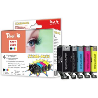 Set di cartucce d'inchiostro Peach - 5 colori, compatibile con Canon PGI-525, CLI-526 Set di cartucce d'inchiostro Peach - 5 colori, compatibile con Canon PGI-525, CLI-526
