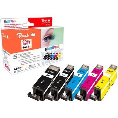 Cartouche d'Encre Multicolore Peach - Pack de 5 - Publicité Cartouche d'Encre Multicolore Peach - Pack de 5 - Publicité