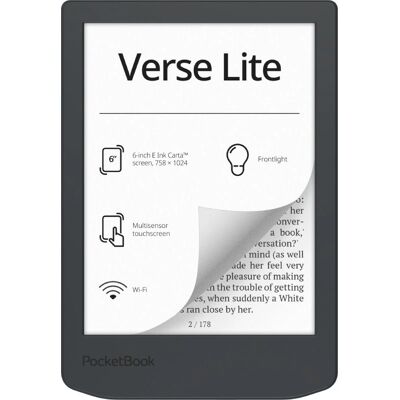 PocketBook Verse Lite - Leitor de e-books, Tela sensível ao toque, 8 GB, Wi-Fi, Cinza PocketBook Verse Lite - Leitor de e-books, Tela sensível ao toque, 8 GB, Wi-Fi, Cinza