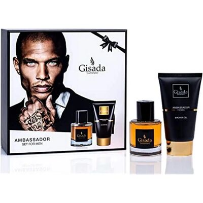Gisada Ambassador Men Ajándékcsomag - Eau de Parfum 50ml, Zuhanyzó gél 100ml - Ajándék férfiaknak Gisada Ambassador Men Ajándékcsomag - Eau de Parfum 50ml, Zuhanyzó gél 100ml - Ajándék férfiaknak