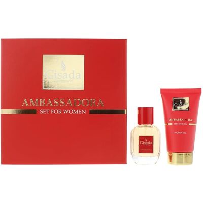Gisada Ambassadora - Coffret Parfum et Gel Douche pour Femmes - Publicité Gisada Ambassadora - Coffret Parfum et Gel Douche pour Femmes - Publicité