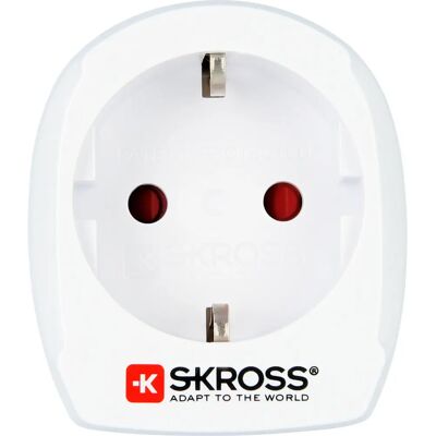 Skross Schweizisk till Danmark Stöpseladapter - Jordad & Ojordad - 16A - 4000W - 52mm Skross Schweizisk till Danmark Stöpseladapter - Jordad & Ojordad - 16A - 4000W - 52mm