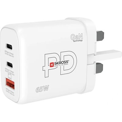 Skross Ladegerät 65W GaN UK - Schnelles Laden für 3 Geräte Skross Ladegerät 65W GaN UK - Schnelles Laden für 3 Geräte