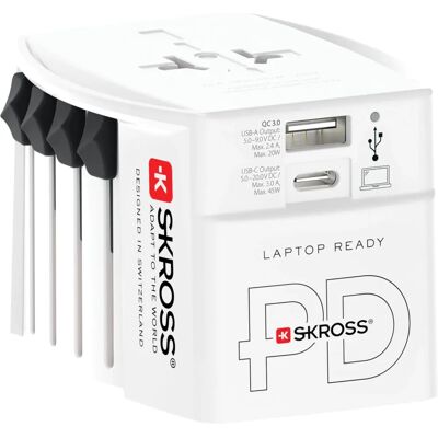 Skross Travel Adapter - 45W USB-C & USB-A - Universal Travel Charger Skross Travel Adapter - 45W USB-C & USB-A - Universal Travel Charger