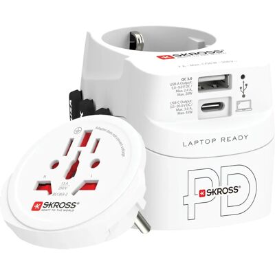 Skross Weltreiseadapter PRO Light USB AC45PD - Erdung Skross Weltreiseadapter PRO Light USB AC45PD - Erdung
