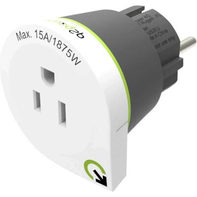 Q2power USA till Europa reseadapter - NEMA 5-15 (F) till CEE 7/4 (M) - 100-250 V - 10 A - Svart Q2power USA till Europa reseadapter - NEMA 5-15 (F) till CEE 7/4 (M) - 100-250 V - 10 A - Svart