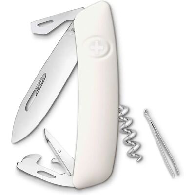 Couteau suisse SWIZA - Blanc - Lame verrouillable - Outil multifonction - Compact - Publicité Couteau suisse SWIZA - Blanc - Lame verrouillable - Outil multifonction - Compact - Publicité