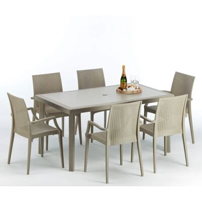 Ensemble de Mobilier d'Extérieur Beige - Table & 6 Chaises Grand Soleil - Publicité Ensemble de Mobilier d'Extérieur Beige - Table & 6 Chaises Grand Soleil - Publicité
