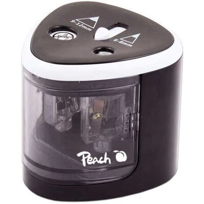 Peach PO102 Elektromos ceruzahegyező - Fekete, Fehér - Automata, Biztonságos Peach PO102 Elektromos ceruzahegyező - Fekete, Fehér - Automata, Biztonságos