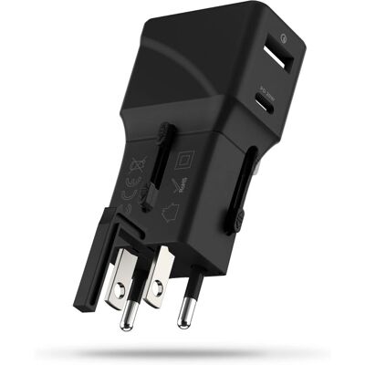 Adaptateur de voyage Pocket Rolling Square - 20 W, Chargeur USB, Noir - Publicité Adaptateur de voyage Pocket Rolling Square - 20 W, Chargeur USB, Noir - Publicité