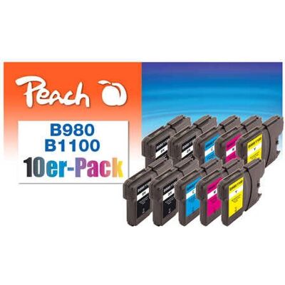 Peach Druckerpatronen Pack XL - Kompatibel mit Brother LC-980/1100 - Hochleistungsschwarz, Cyan, Magenta, Gelb Peach Druckerpatronen Pack XL - Kompatibel mit Brother LC-980/1100 - Hochleistungsschwarz, Cyan, Magenta, Gelb