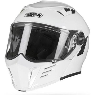 Simpson Darksome 22.06 White Helmet - ECE 22.06, Lightweight, Anti-scratch Visor Simpson Darksome 22.06 White Helmet - ECE 22.06, Lightweight, Anti-scratch Visor