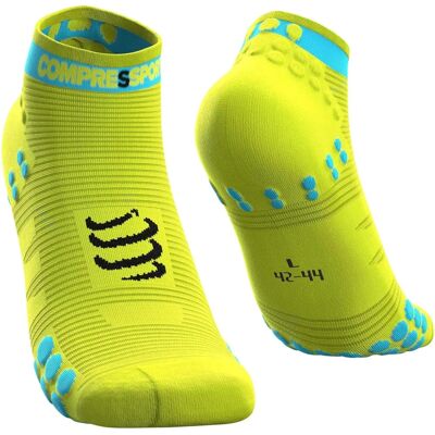 Meias Compressport Pro Racing v3.0 Corrida Alta Fluorescente Amarelo - Baixo Meias Compressport Pro Racing v3.0 Corrida Alta Fluorescente Amarelo - Baixo