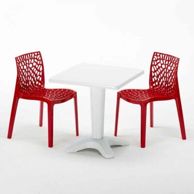 Grand Soleil - Juego de Muebles de Jardín - Mesa Blanca 70x70 cm, 2 Sillas Grand Soleil - Juego de Muebles de Jardín - Mesa Blanca 70x70 cm, 2 Sillas
