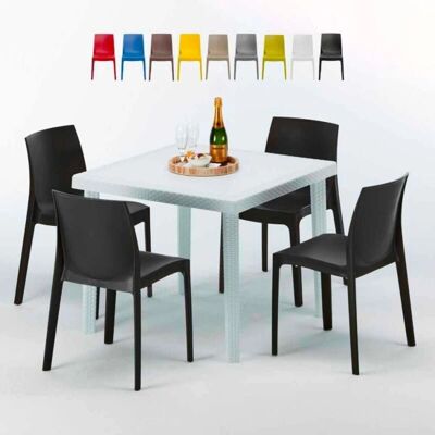 Mesa Cuadrada Blanca 90x90 cm con 4 Sillas Rome - Muebles de Jardín Mesa Cuadrada Blanca 90x90 cm con 4 Sillas Rome - Muebles de Jardín