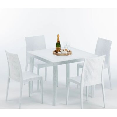 Conjunto de muebles de exterior blancos de ProduceShop - Mesa y 4 sillas Conjunto de muebles de exterior blancos de ProduceShop - Mesa y 4 sillas