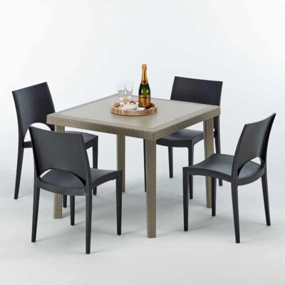 Conjunto de Muebles Cuadrado Beige Grand Soleil - Mesa y 4 Sillas Conjunto de Muebles Cuadrado Beige Grand Soleil - Mesa y 4 Sillas