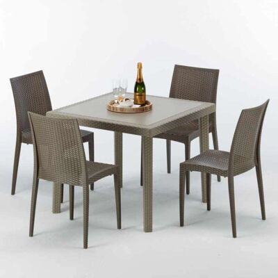 Grand Soleil - Mesa Cuadrada Beige 90x90 cm y 4 Sillas Grand Soleil - Mesa Cuadrada Beige 90x90 cm y 4 Sillas