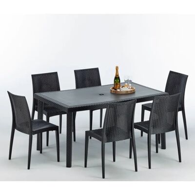 Set de Muebles de Exterior ProduceShop - Mesa y 6 Sillas Negras Set de Muebles de Exterior ProduceShop - Mesa y 6 Sillas Negras