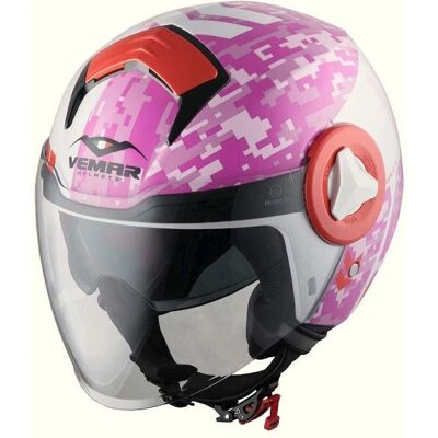 Casco moto Vemar BREEZE Rosa/Bianco Camo - Sistema doppia visiera Casco moto Vemar BREEZE Rosa/Bianco Camo - Sistema doppia visiera