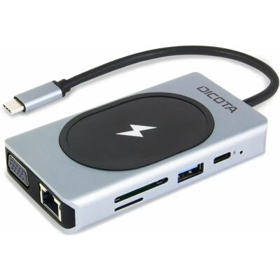 DICOTA D32059 USB-C Hub - 10-in-1, 4K HDMI, Ethernet, Draadloos opladen DICOTA D32059 USB-C Hub - 10-in-1, 4K HDMI, Ethernet, Draadloos opladen