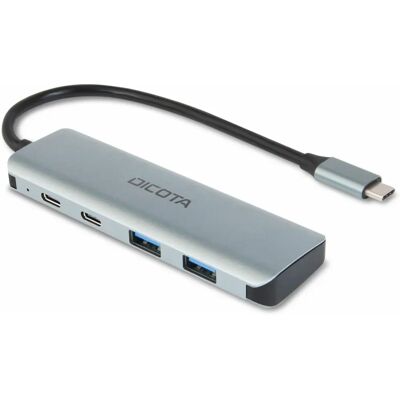 Dicota D32061 Zilveren USB-C Hub - 4 Poorten, 10 Gbps Dicota D32061 Zilveren USB-C Hub - 4 Poorten, 10 Gbps